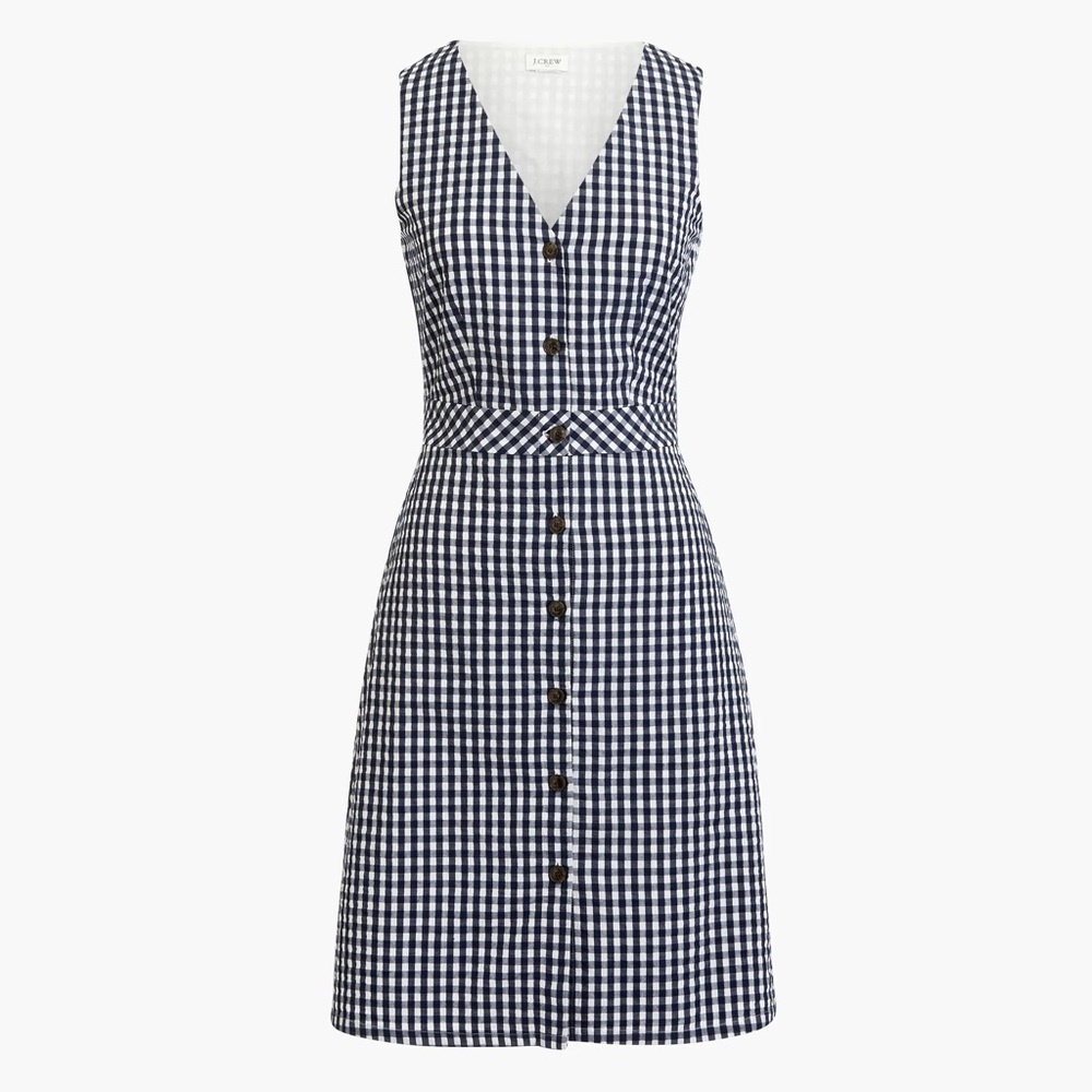 J. Crew V-Neck Button Front Dress in Gingham